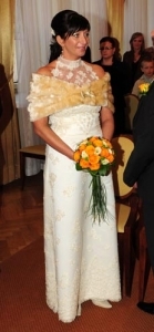 Suknia Ślubna - ecru, włoska koronka
